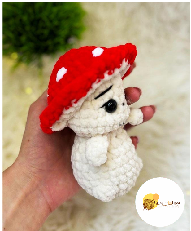 Modèle de crochet pour poupée champignon bébé, étape par étape